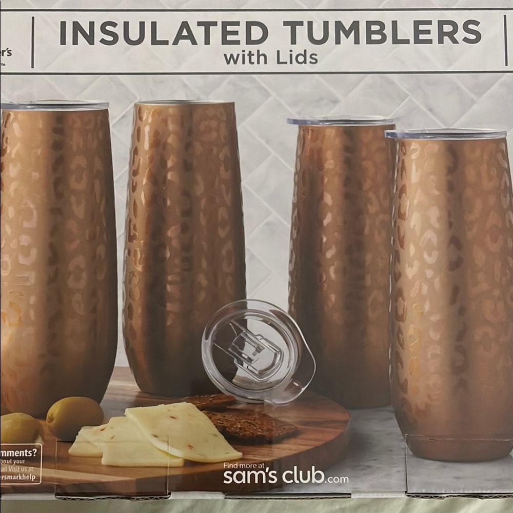 Member’s Mark 14oz. Stainless Steel Insulated Flute Tumblers w/Lids, 4 Pack